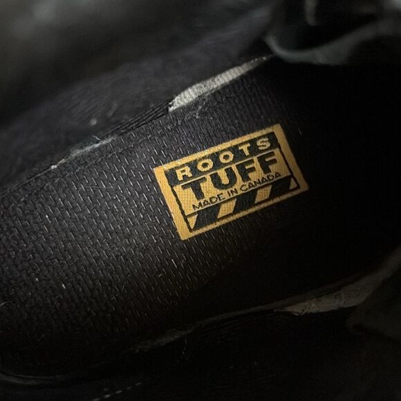 Vintage Roots Tuff Leather Hiking Boots Black Chunky Lug Sole - Picture 14 of 14